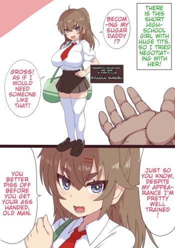 Debuff Nouryoku Oji-san ga Kyonyuu Karate JK o Jakutaika Sase Kyousei Papakatsu Shite Morau | Old Man With a Debuff Ability Weakens a Big Breasted Karate Highschool Girl And Becomes Her Sugar Daddy cover