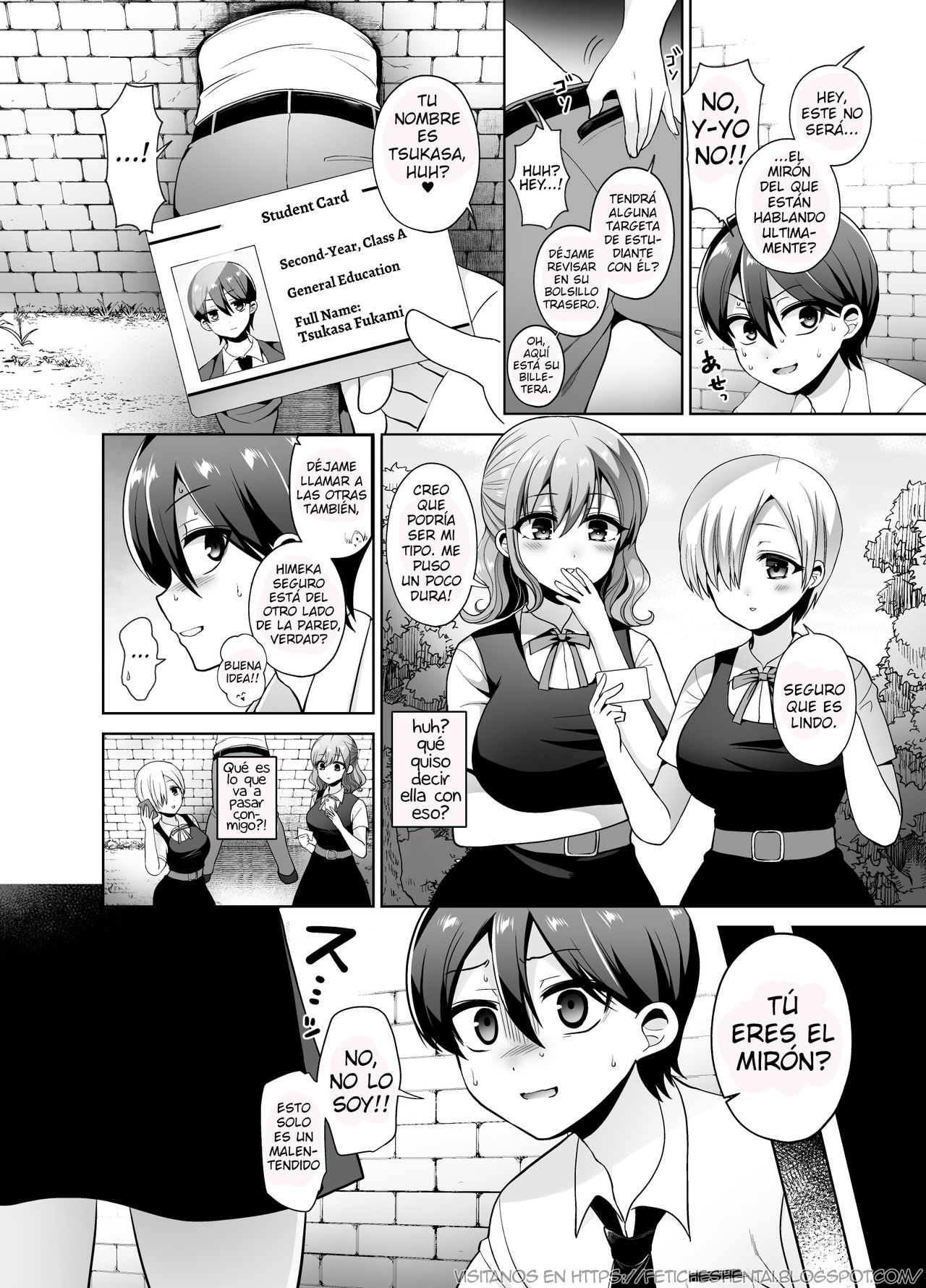 Joshikou ni Shinnyuu Shiyou to Shitara Kabe ni Hamatte Futanari Jogakusei no Nikubenki ni Saretandaga page 4 full