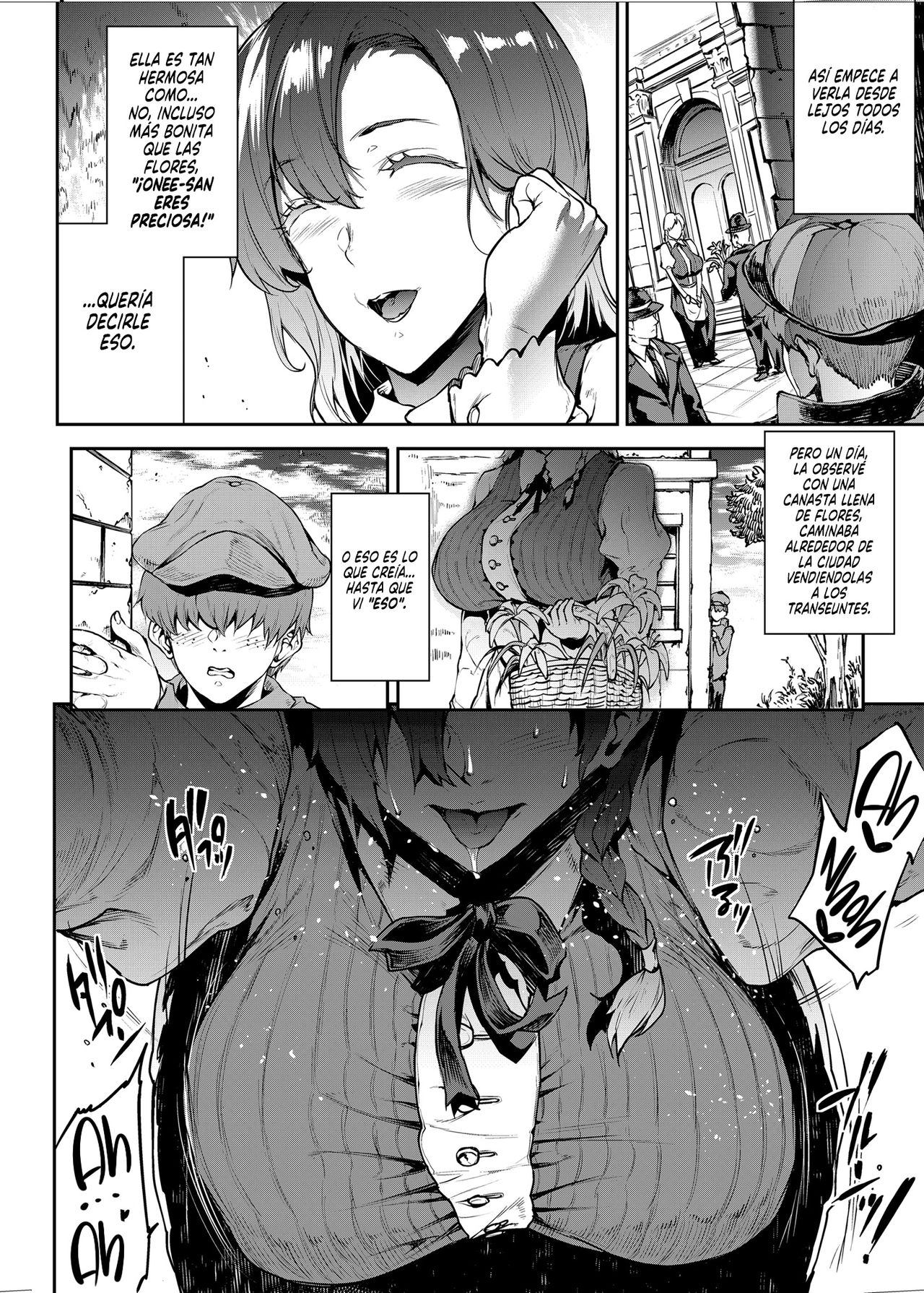 Flower Vendor ~Hanauri Onee-san ni Yasashiku Fudeoroshi~ | Vendedora de Flores ~Perdiendo Gentilmente mi Virginidad con la Señorita Vendedora de Flores~ page 8 full