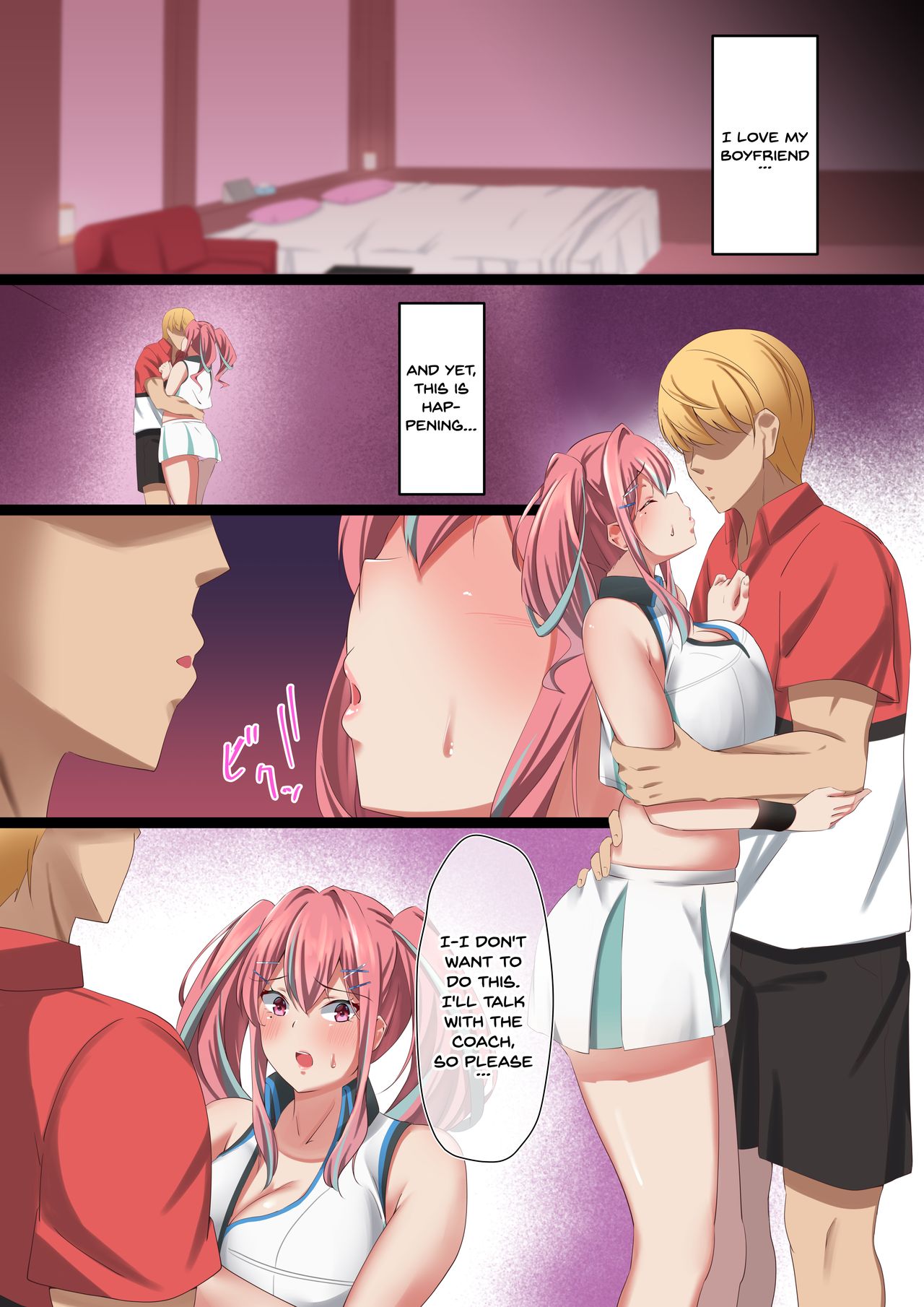 Bakunyuu Gyaru no Ore no Kanojo ga Teniser no Yarichin Otoko ni Netorareta Hanashi | My Big Breasted Girlfriend Got Fucked By A Womanizer From The Tennis Club page 4 full