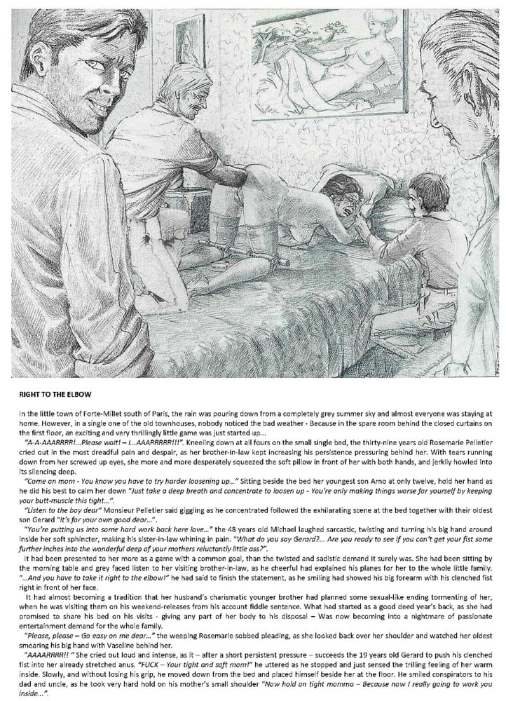 Joseph Farrel re-drawing with text "Housewives in despair 1" page 4 full
