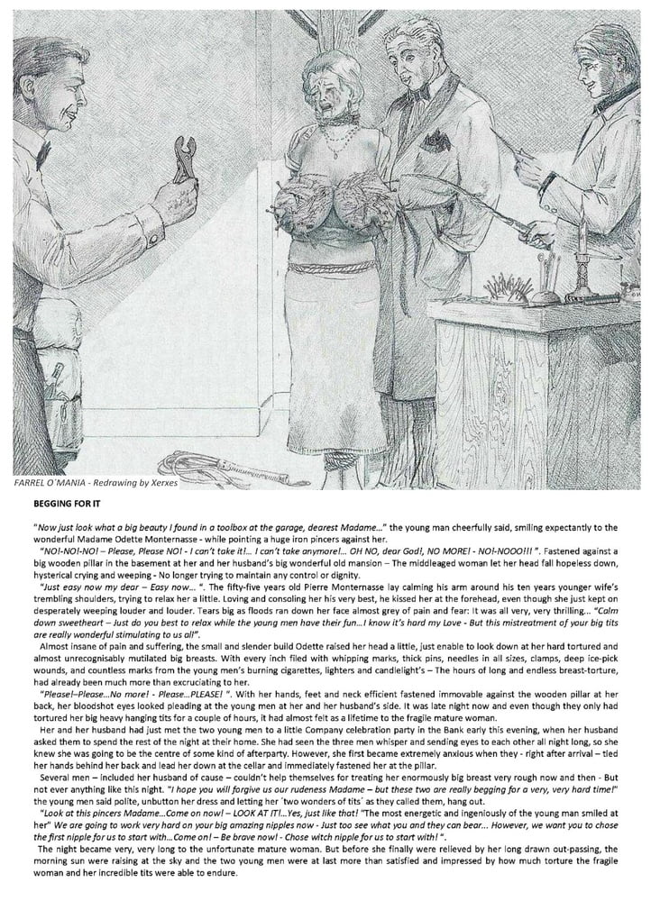 Joseph Farrel re-drawing with text "Housewives in despair 1" page 5 full