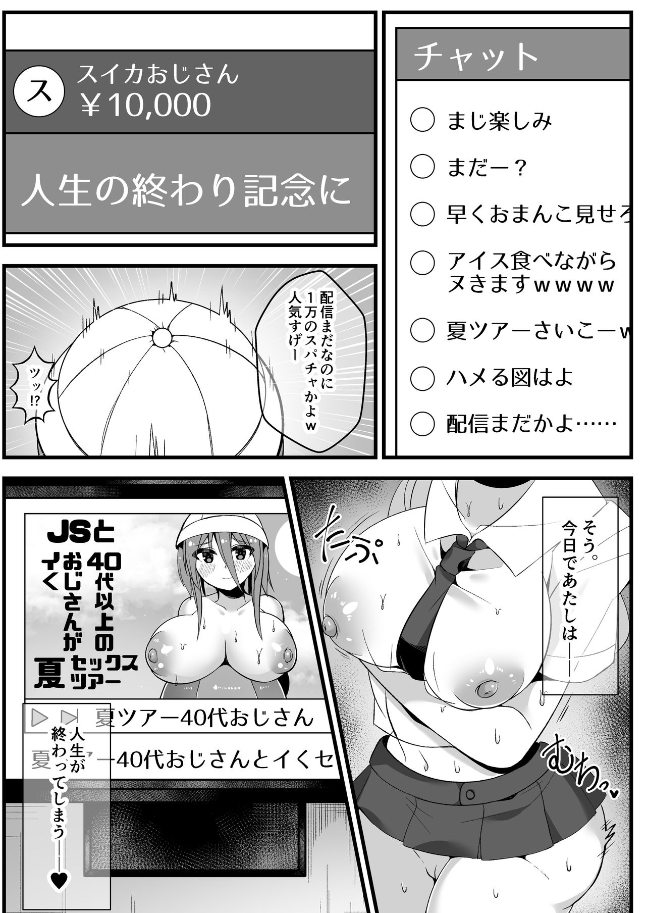 Ninki JS Haishinsha ga Natsuyasumi ni Zenkoku Mawatte Kakuchi no Oji-san-tachi to Hard na Sex Shinagara Live Haishin Yatte Mita page 5 full