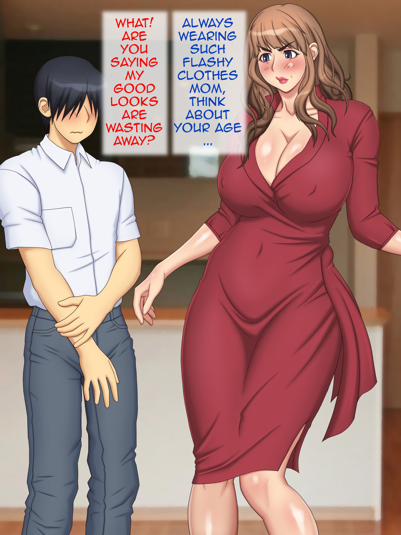 Eroi Kakkou Bakari shite Bimajo Kidori na Bonyuu Haha | Lactating Young Looking Mother Always Wearing Only Sexy Clothes page 5 full