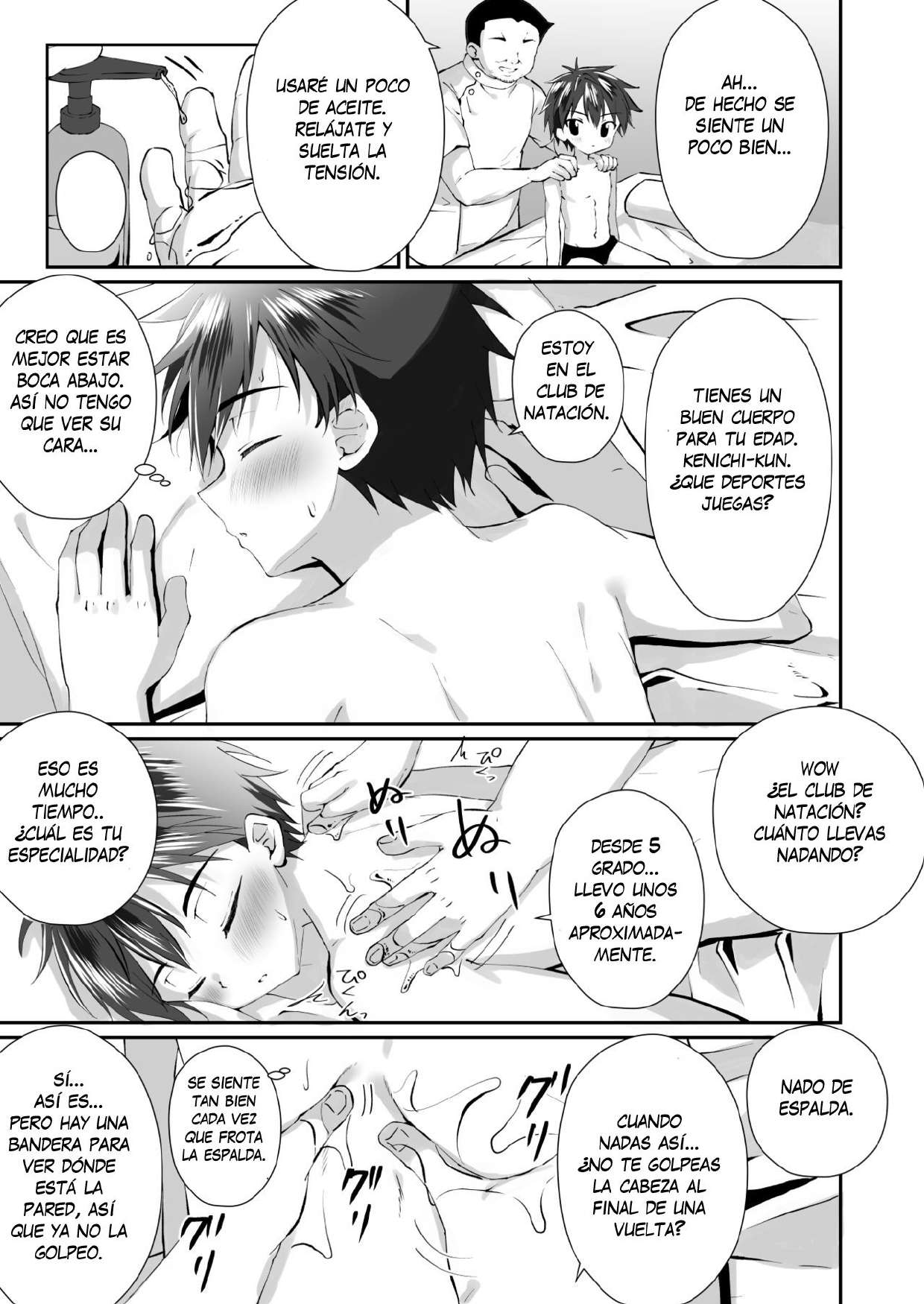 Massage Uke ni Kita Kin Shota o Kousoku shite Ganbori | Binding and Fucking The Muscular Shota Who Came For A Massage page 4 full