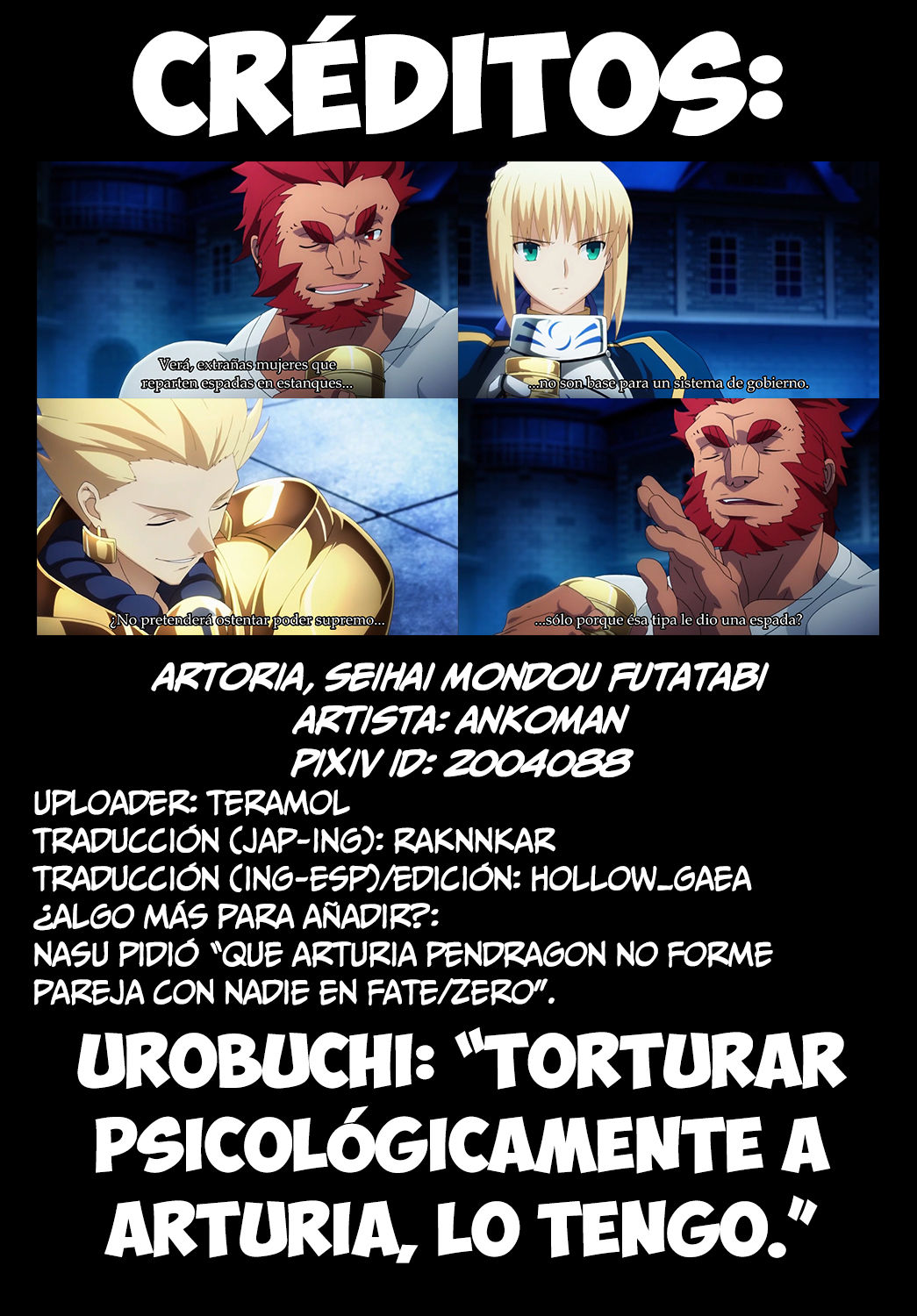 Artoria, Seihai Mondou Futatabi | Cuestionando de nuevo a Arturia sobre el Santo Grial page 5 full