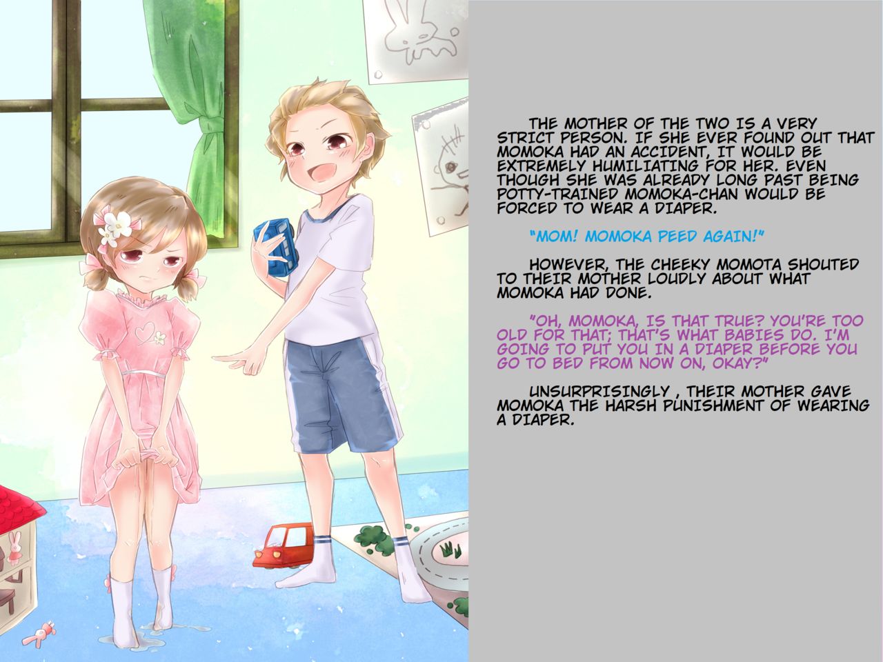 The Older Brother Momota and Little Sister Momoka Have a Diaper Competition page 3 full