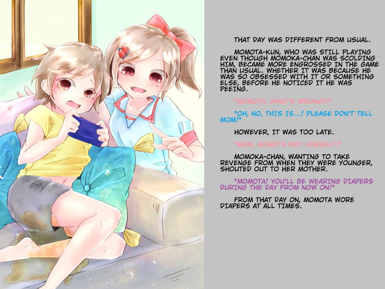 The Older Brother Momota and Little Sister Momoka Have a Diaper Competition page 9 full