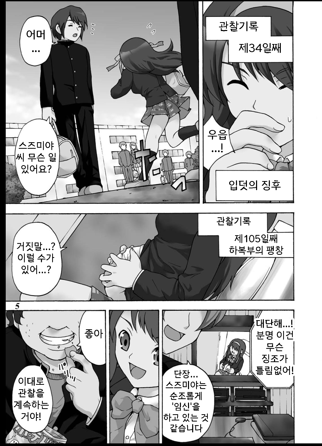 Tsuranuke! Suzumiya Haruhi Kyousei Shussan!! | 관철! 스즈미야 하루히 강제 출산!! page 4 full