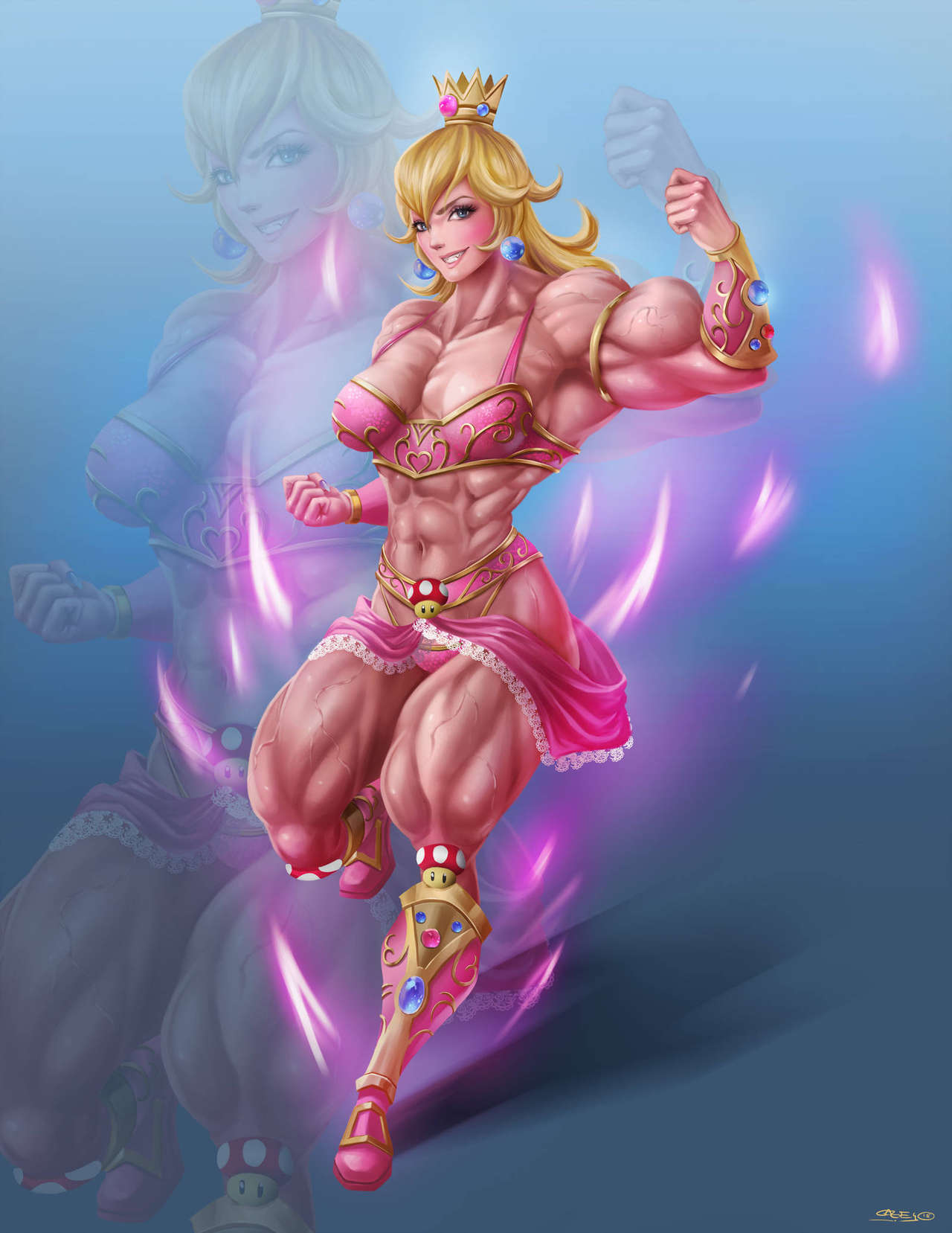 Muscle Princess Peach &amp; Princess What’s-Her-Name VS Queen Cobra &amp; Queen Chaos page 3 full