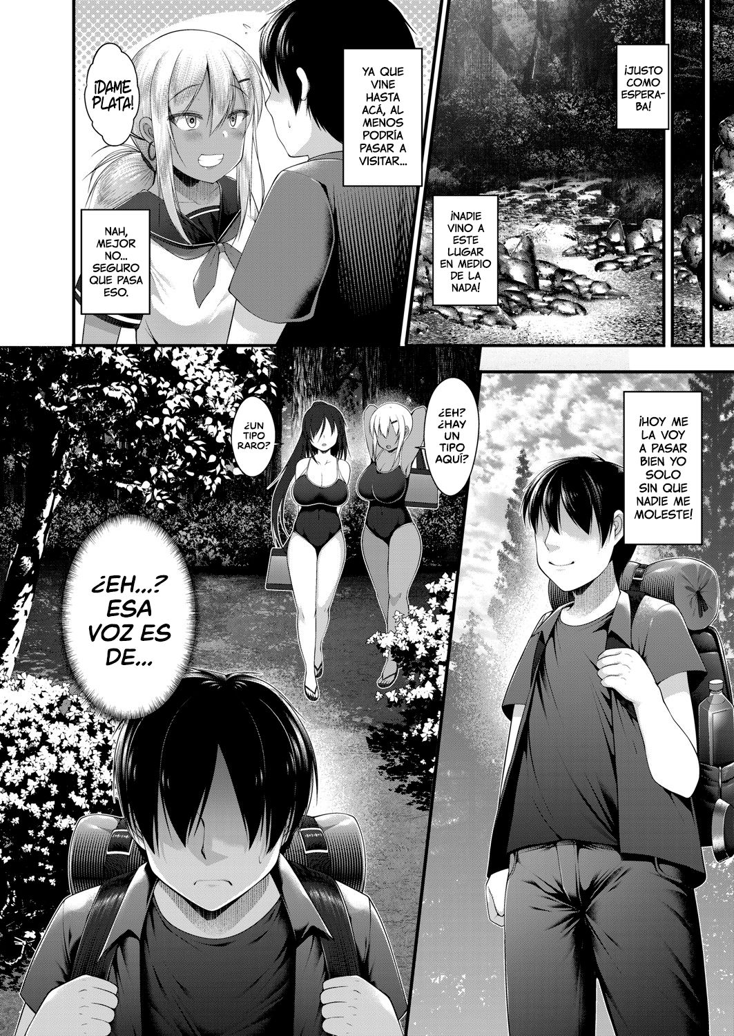 Hitori Camp o Shite itara Kuro Gal JK na Imouto to Imouto no Tomodachi ga Rannyuu shite kita Kekka Zempen | Cuando estaba acampando solo, mi hermana y su amiga se metieron en mi campamento Parte 1 page 4 full