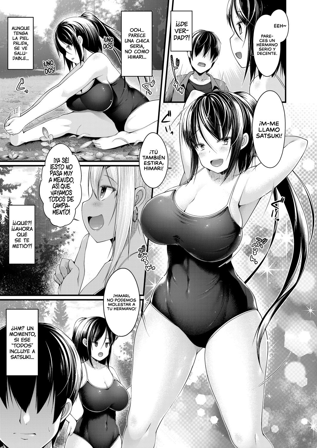 Hitori Camp o Shite itara Kuro Gal JK na Imouto to Imouto no Tomodachi ga Rannyuu shite kita Kekka Zempen | Cuando estaba acampando solo, mi hermana y su amiga se metieron en mi campamento Parte 1 page 7 full