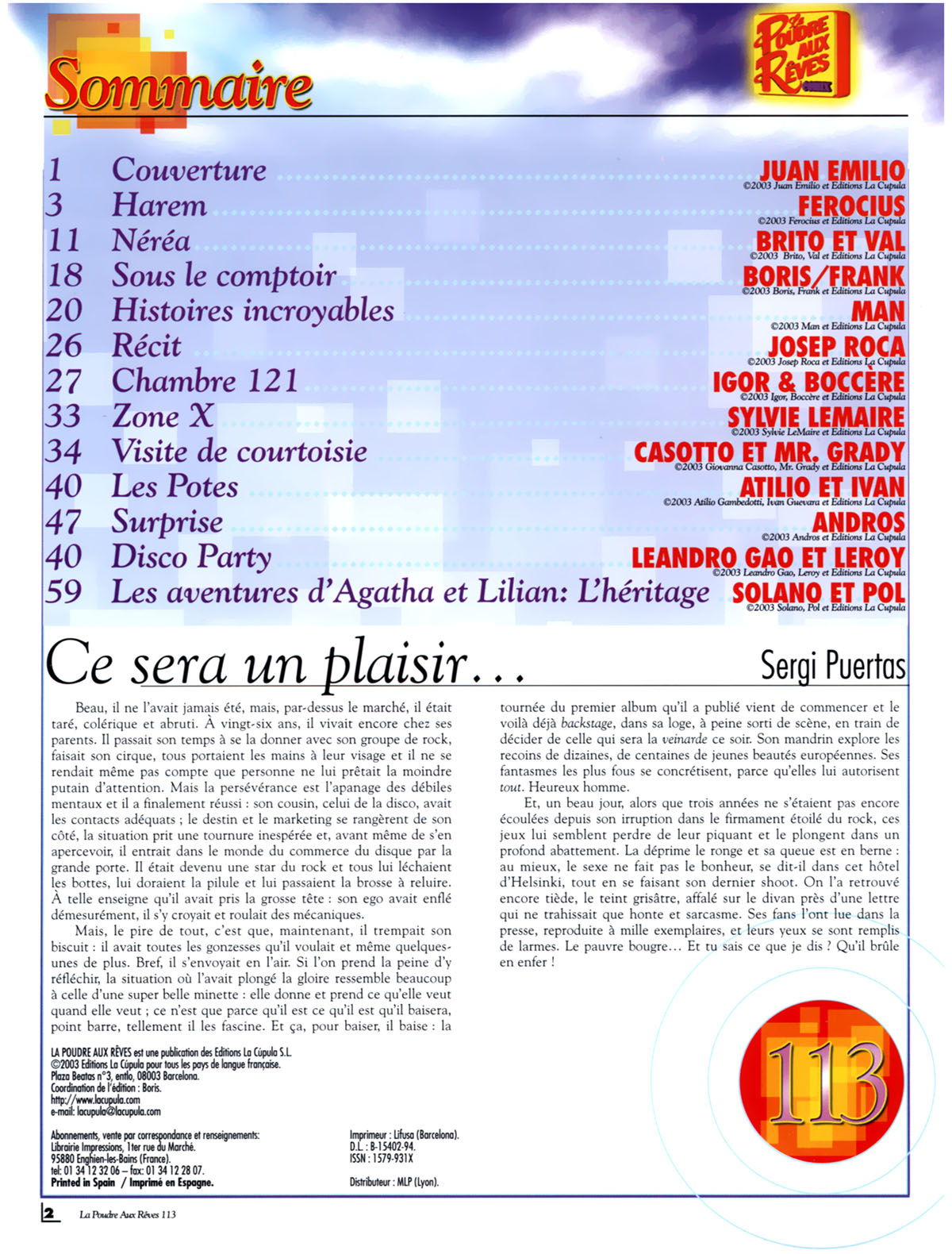 La Poudre Aux Reves  - Volume 113 page 2 full