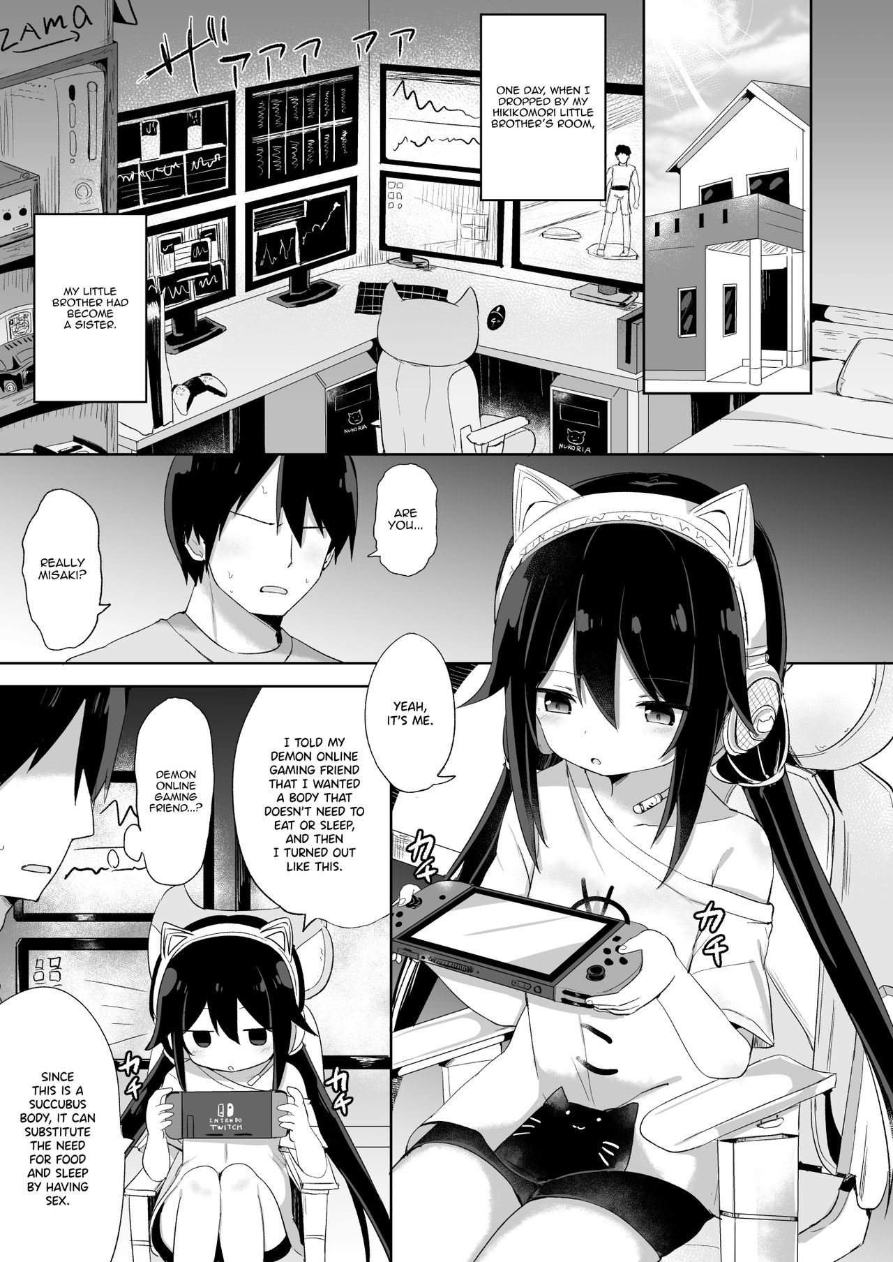 Downer-kei Gamer Otouto ga Nii-san Sukisuki Imouto Succubus ni Naru made | From a Downer Gamer Little Brother♂ to a Little Sister♀ Succubus Who Loves Nii-san page 3 full