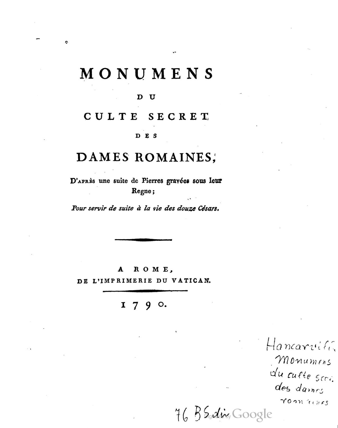 Monumens du culte secret des dames romaines: pour servir de suite aux Monumens de la vie privée des XII Césars page 9 full