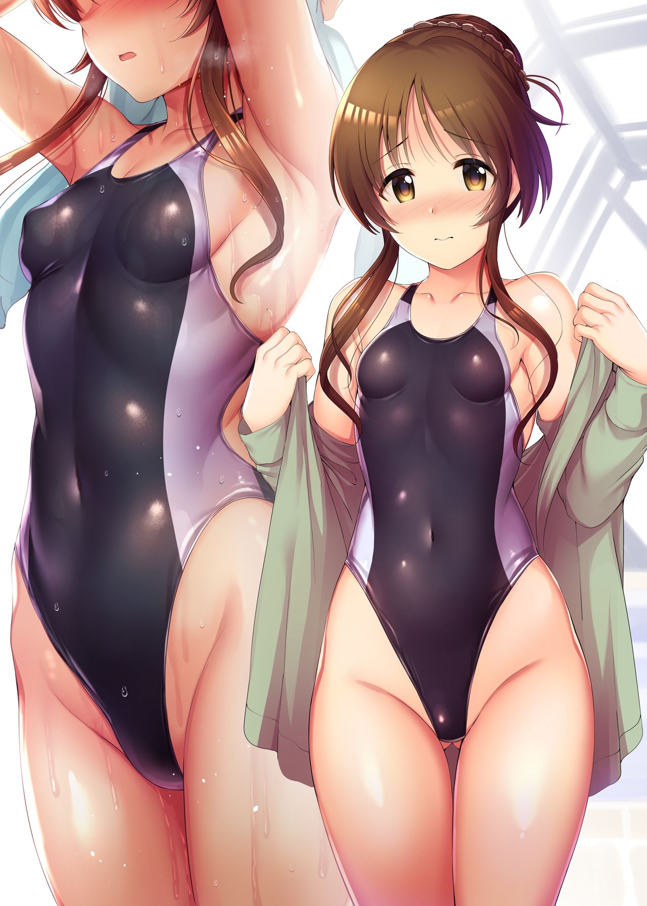 Kyouei Mizugi no Aiko Mitetara Muramura shita node Kuchi de Nuite morau E page 6 full