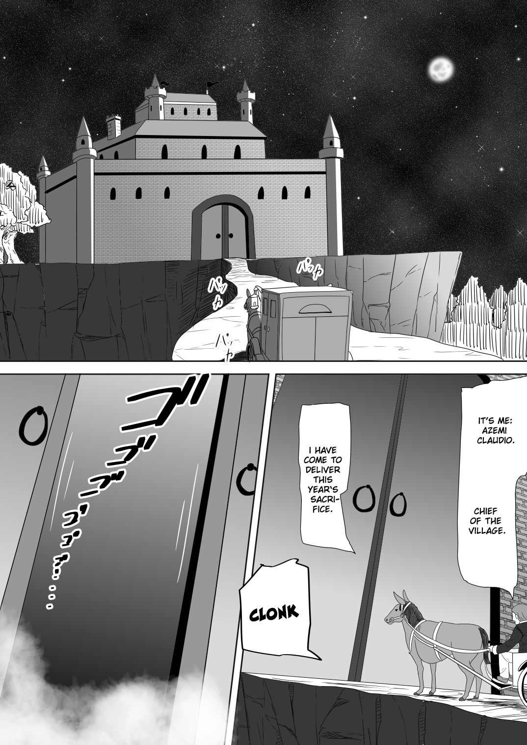 Shota Kyuuketsuki to Ikenie no Futanari Ookamihime | Vampire Shota and Sacrificial Futanari She-Werewolf page 3 full