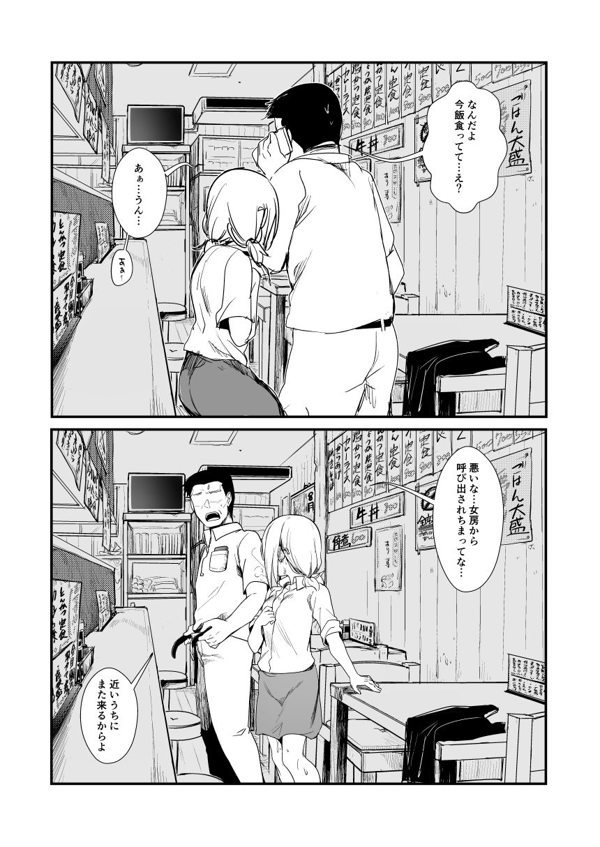 今日も常連のおっさんに裏メニューを出してたらお預けくらってムラムラが止まらなくなっちゃった看板娘ちゃん page 2 full