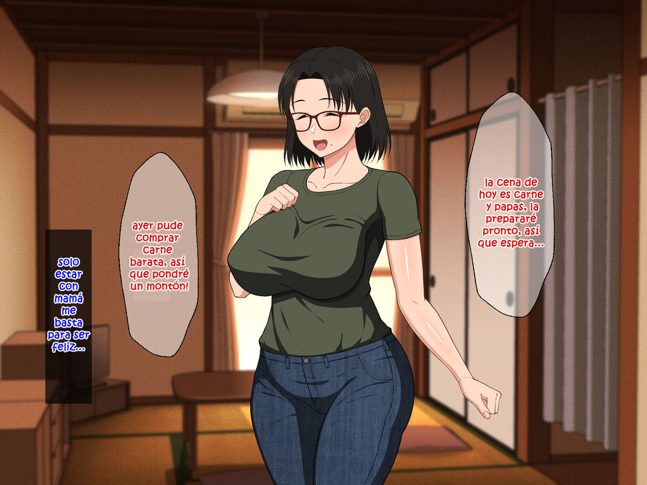 Megane Kyonyuu na Okaa-san to Yojouhan de Noukou Sex | Sexo apasionado con una madre tetona con gafas page 6 full