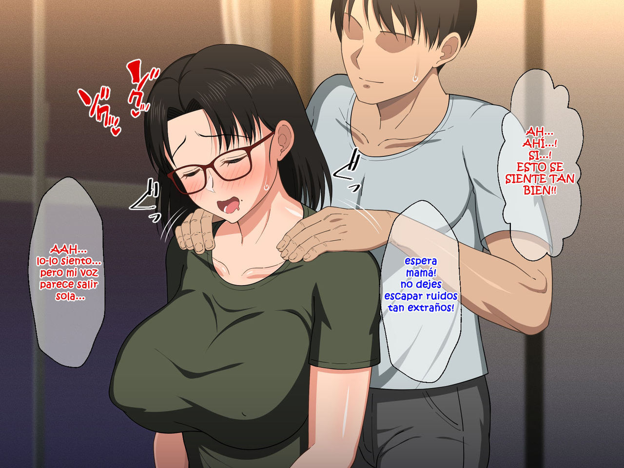 Megane Kyonyuu na Okaa-san to Yojouhan de Noukou Sex | Sexo apasionado con una madre tetona con gafas page 9 full