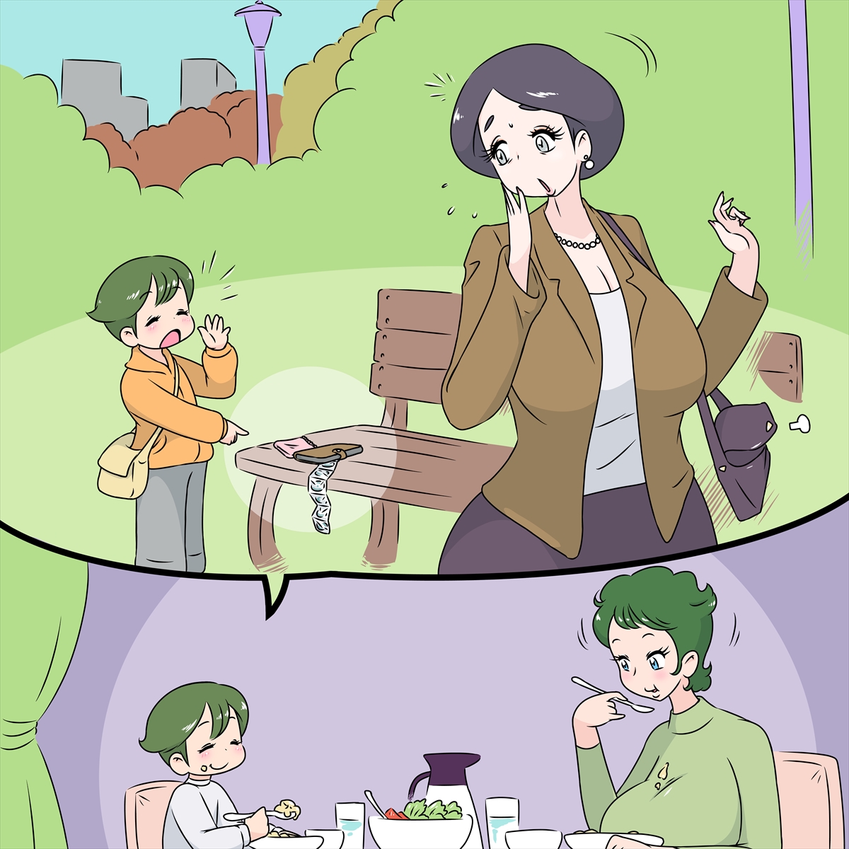 Parent-child conversation at dinner page 1 full