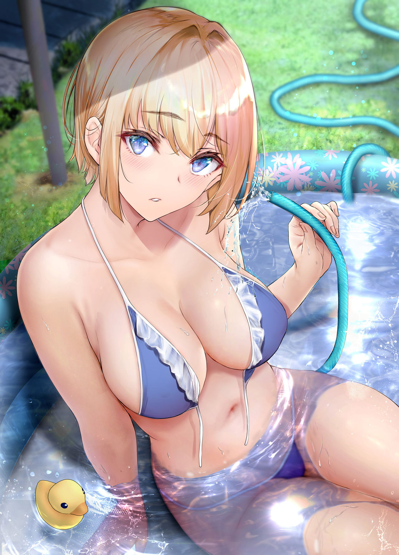 気になる男子が暑さでへばっていると、庭にプールを設置し一緒に入ることおススメすることで、密着しようとしてくるホームステイ中のドイツっ娘留学生。 page 2 full