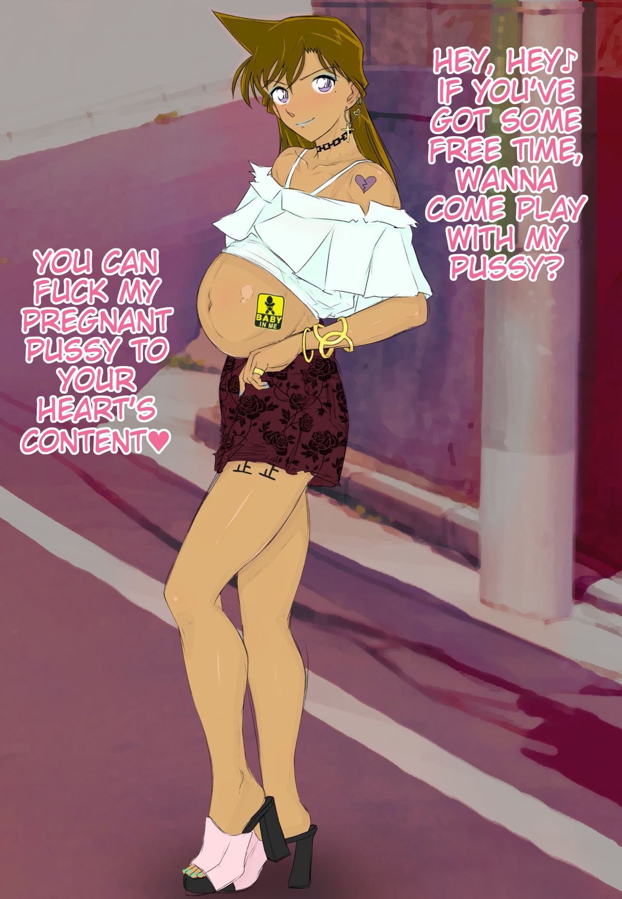 Detective Conan NTR Kuro Gyaru Pregnant Belly Slutification page 10 full