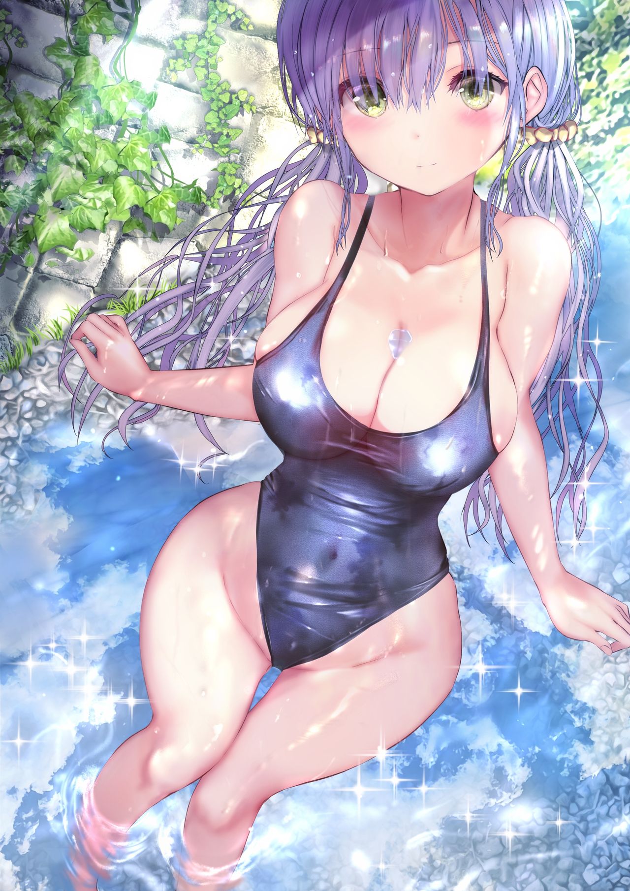 田舎の川辺×競泳水着×ベビードール page 4 full