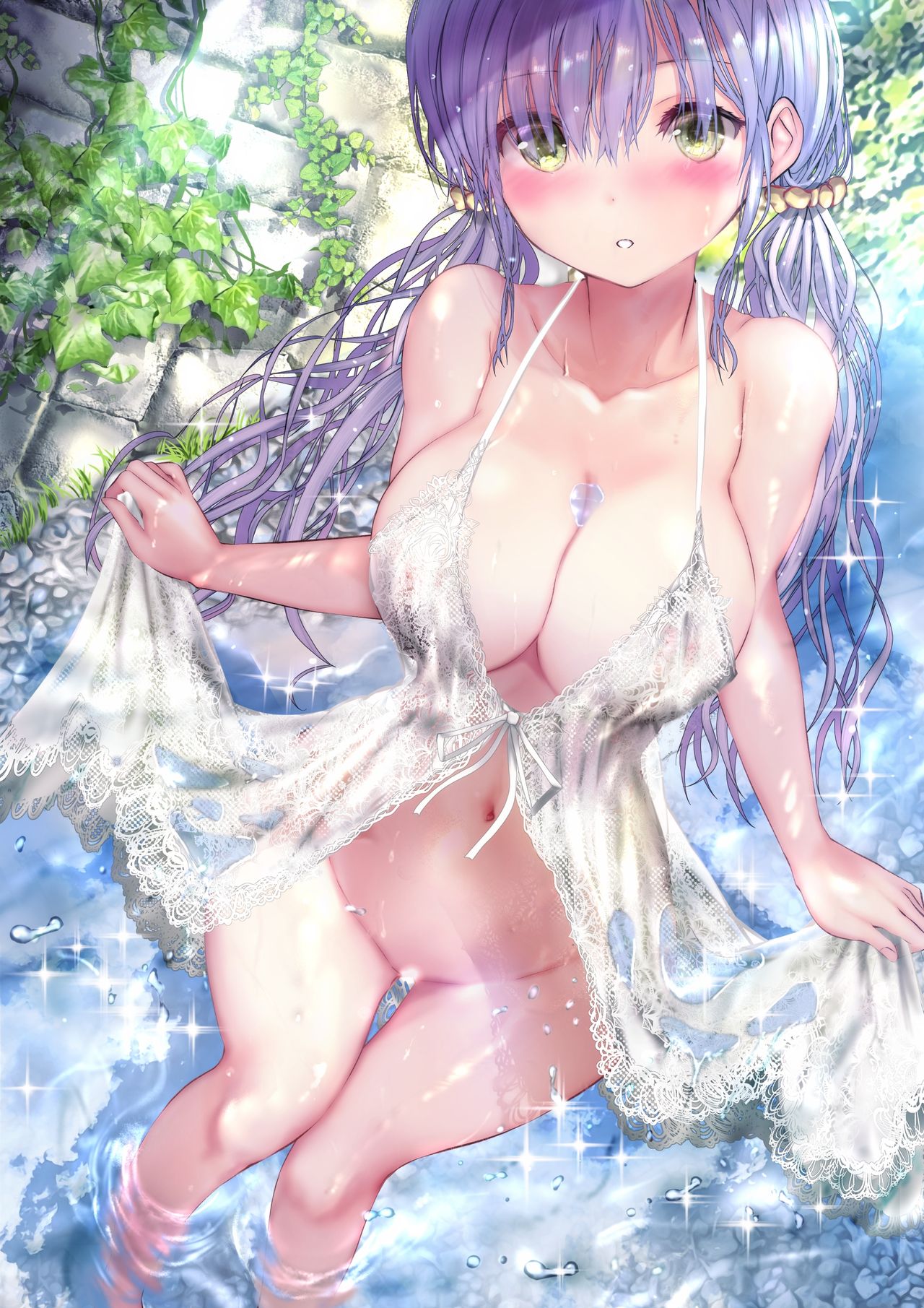 田舎の川辺×競泳水着×ベビードール page 5 full
