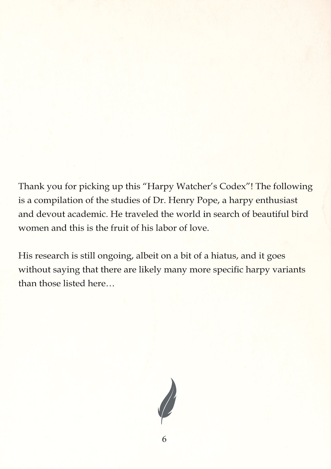Harpy Watcher's Codex Vol. 1 page 4 full
