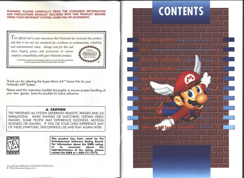 Mario 64 Manual page 2 full