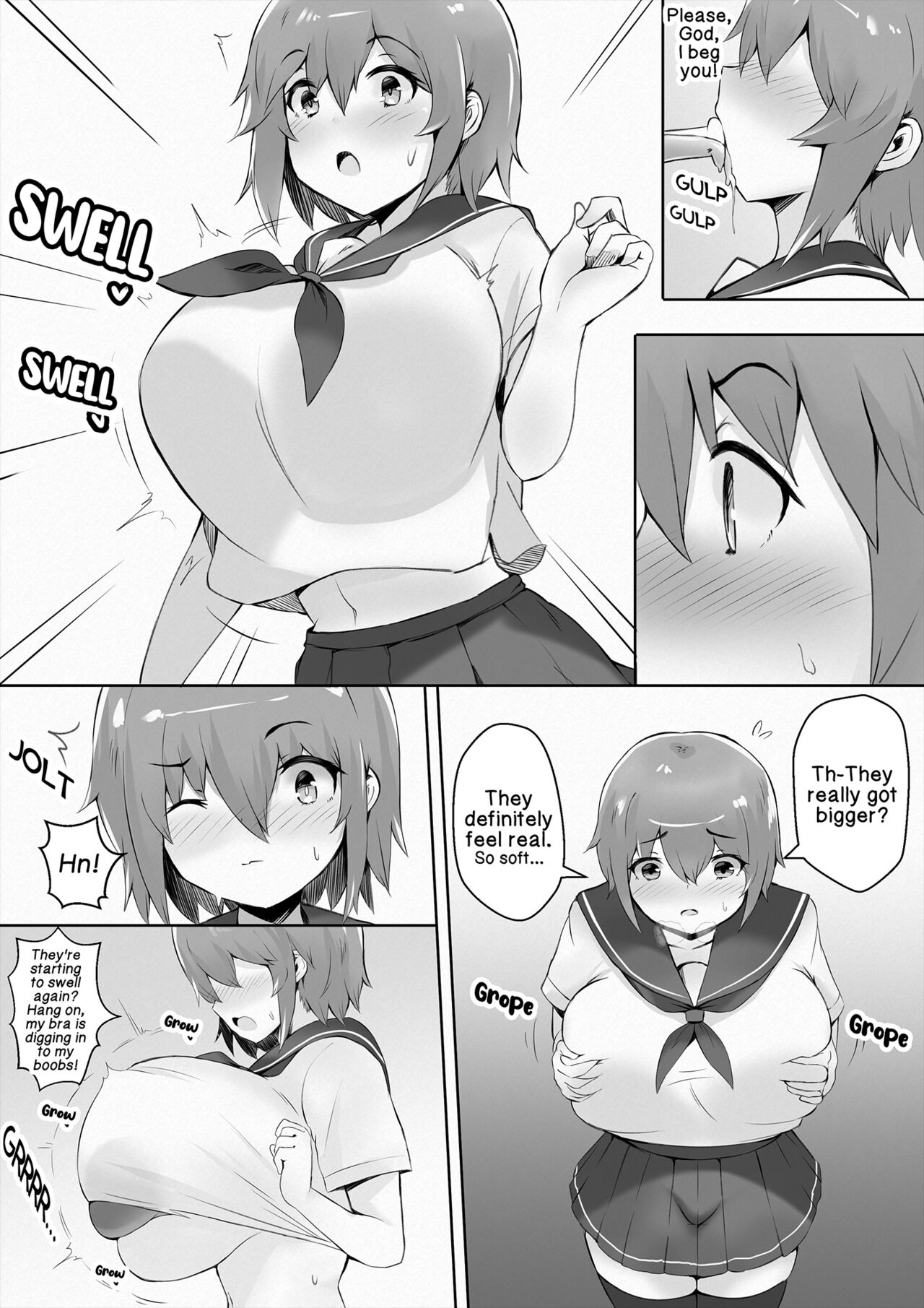 告白する為に豊胸薬を飲んだ地味っ子ちゃんが大変なことになる漫画【前編】 page 8 full