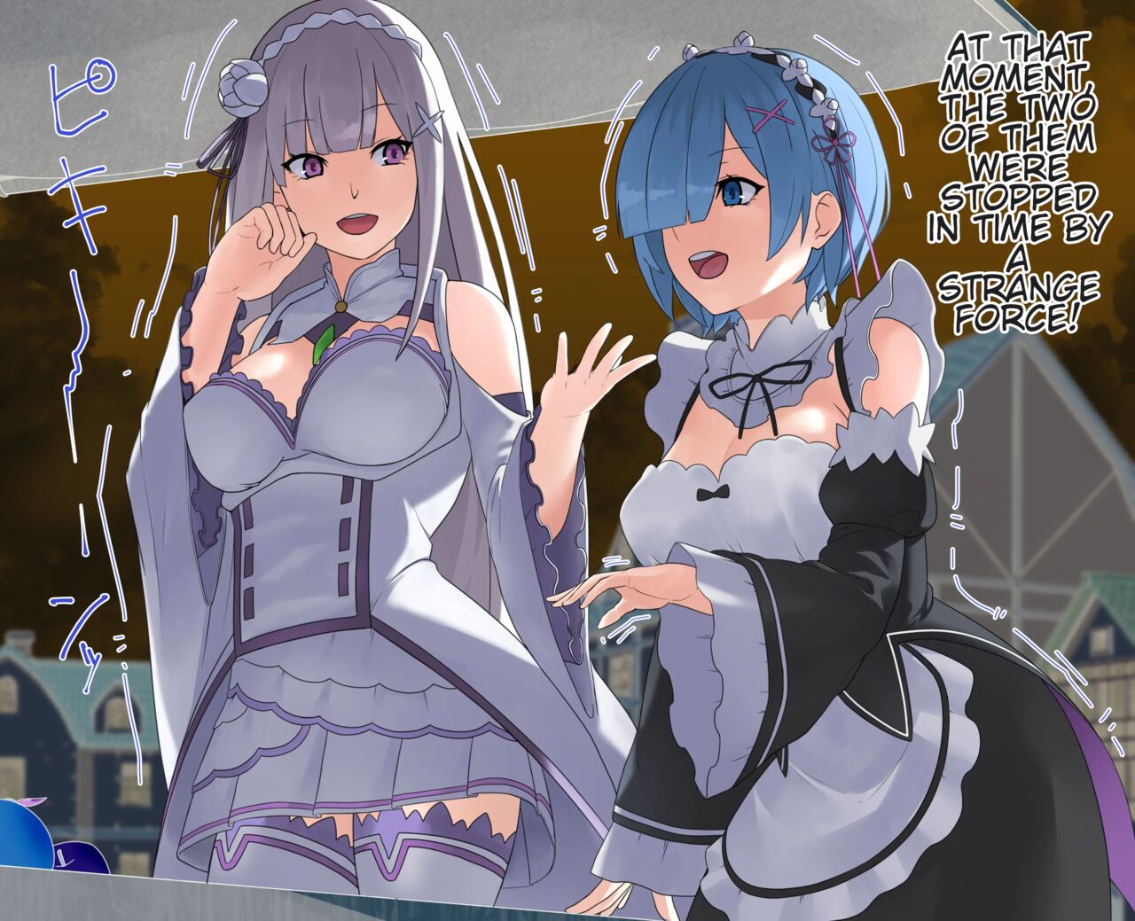 Rem to Emilia ga Jikan Teishi Sarete Okasarechau page 2 full