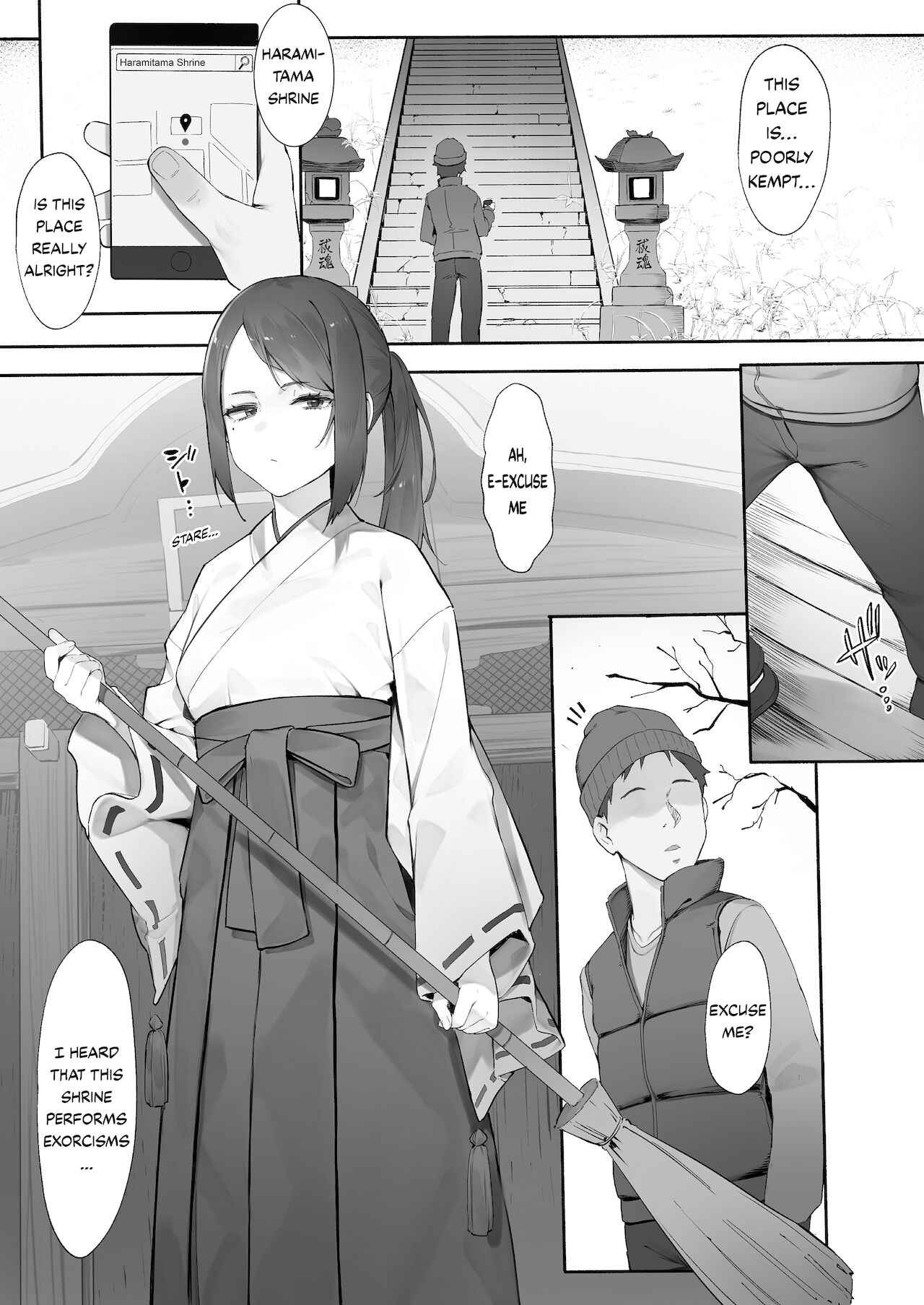 Shinrei Spot ni Ittara Yabbai no ga Tsuita node Nekosogi Suidashite Morau  | Uprooting evil spirits at a shrine / Part1 page 2 full