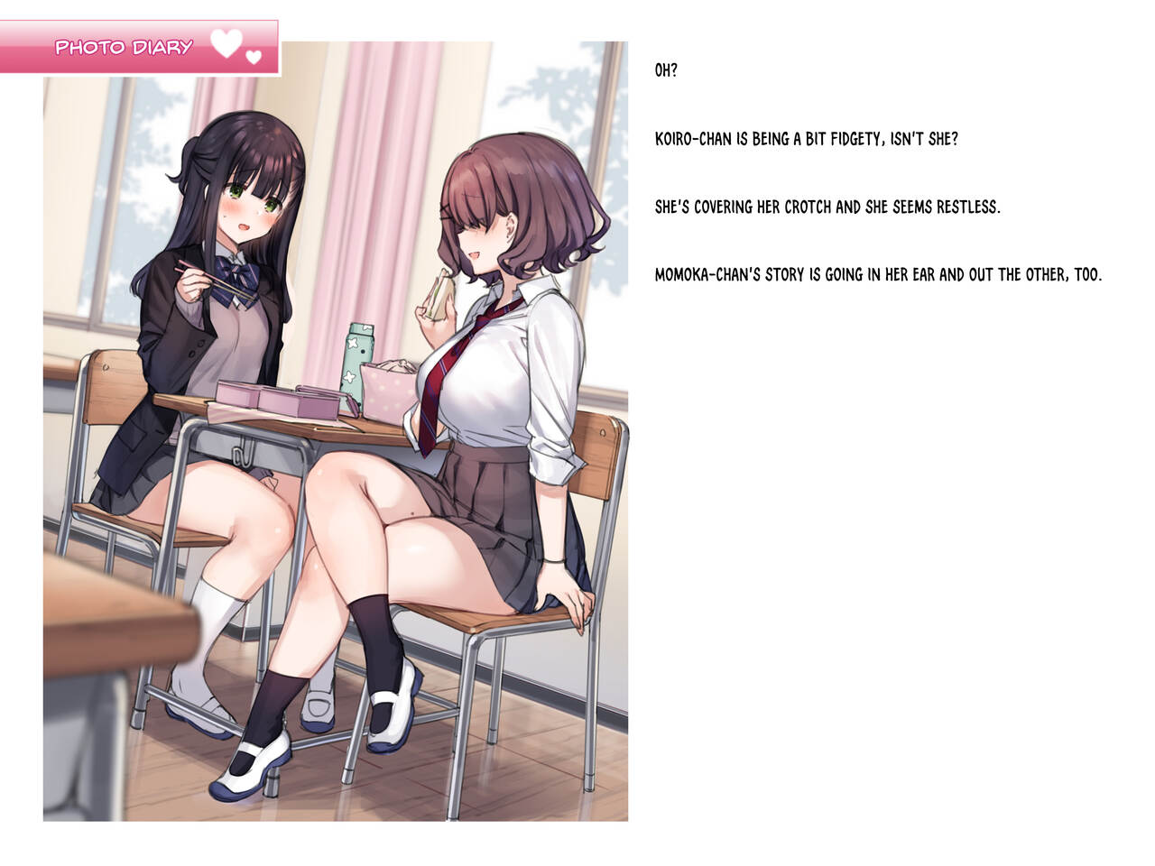 Shame Nikki 001 "Ohiruyasumi no Kyoushitsu to..." | Photo Diary 001 "Lunch Break Together in the Classroom..." page 2 full
