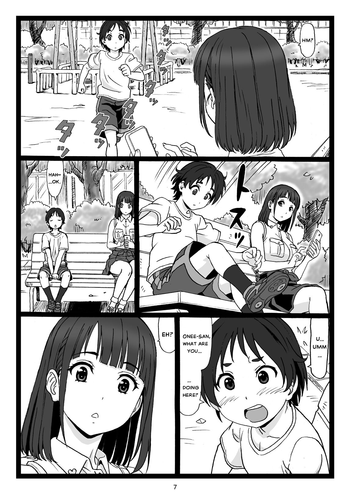 Kouen no Bench ni Suwatteru Kirei na Onee-san ga Boku ni "Ochinchin o Misete" to Itte Kuru no de... | A Pretty Onee-San, that's sitting on a Bench in the Park...suddenly says to Me: . Engl page 7 full